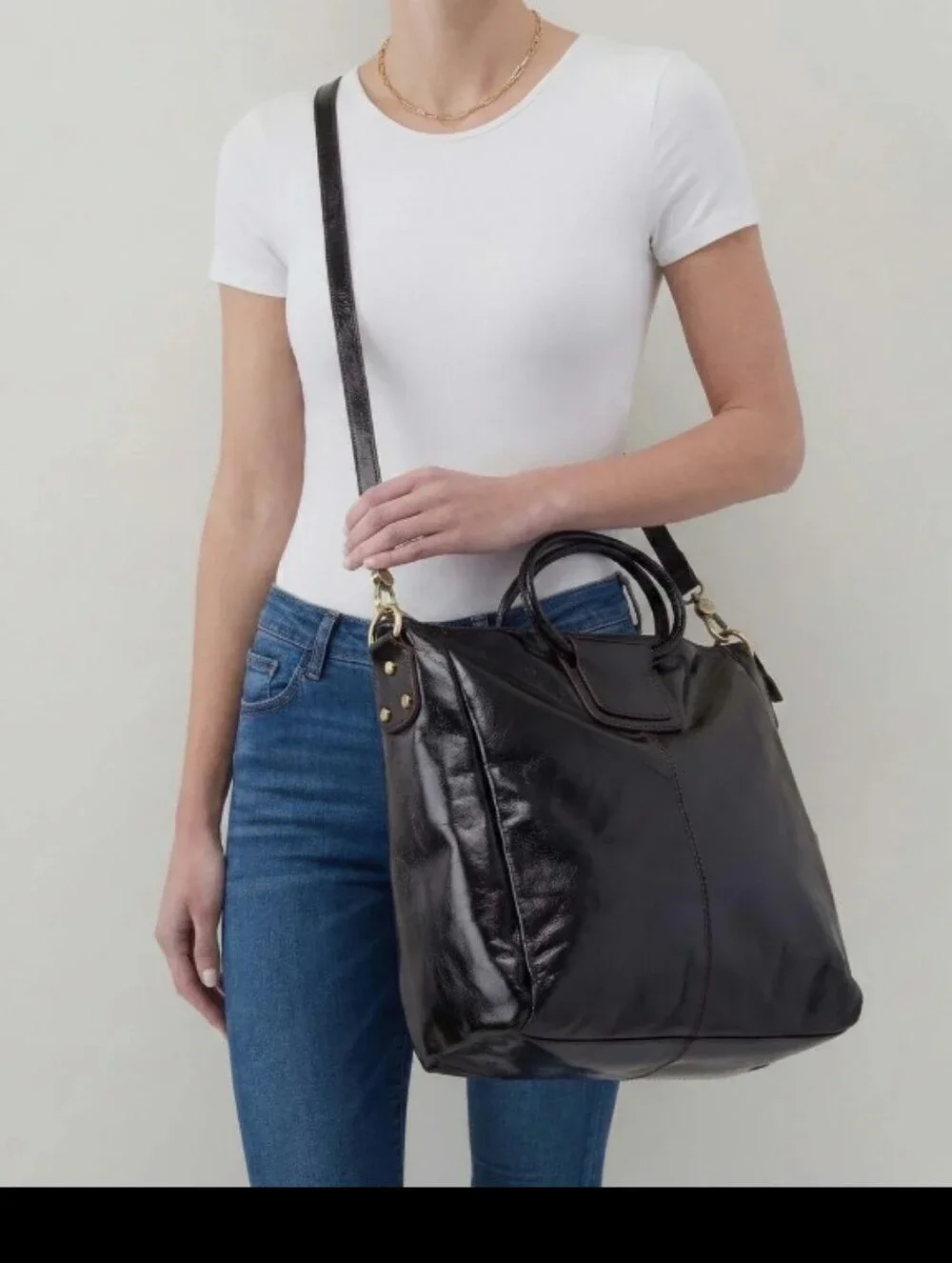 NWT Hobo Sheila Large Satchel - Polished Black